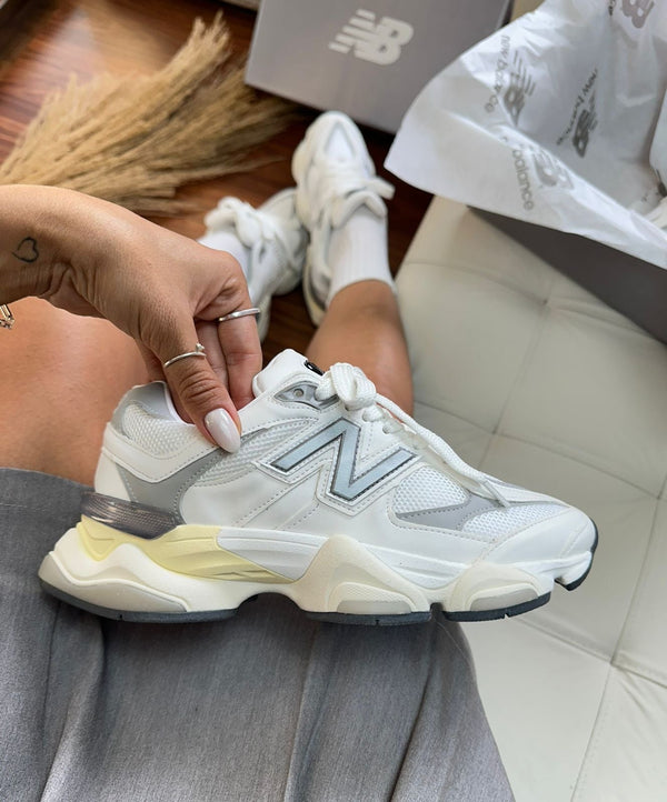 NB 9060 White Silver Couro